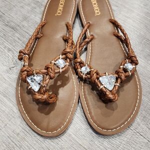 BONGO Women's Tan Sandals with Sparkling Accents